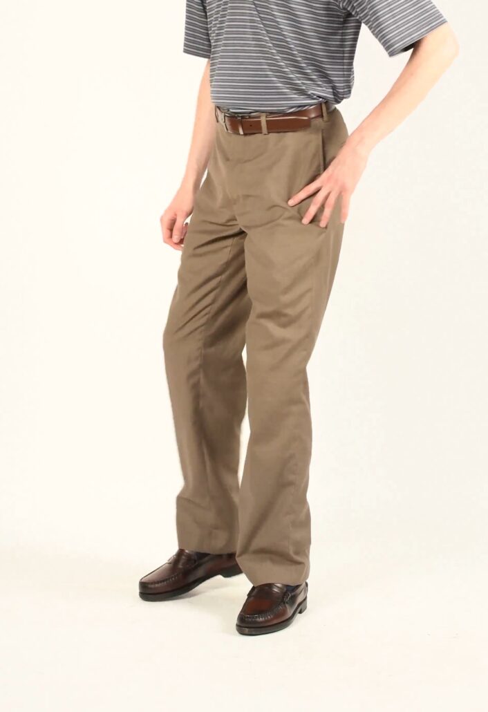 Traditional khakis worn with a belt