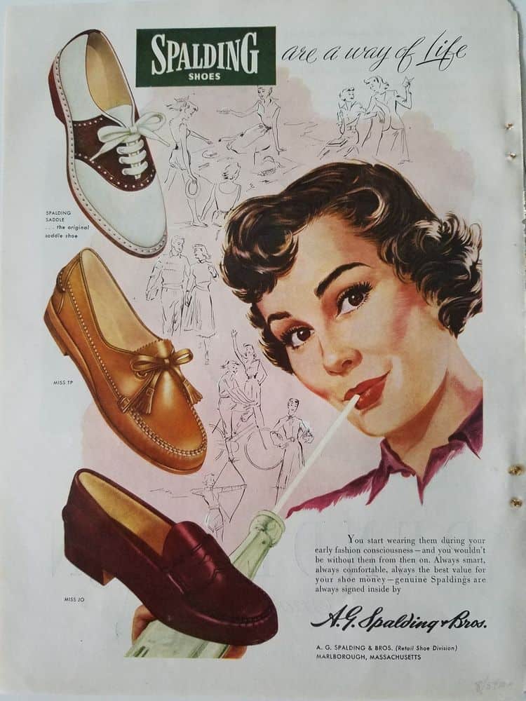 Spalding Shoe Co advertisement featuring ladies loafers