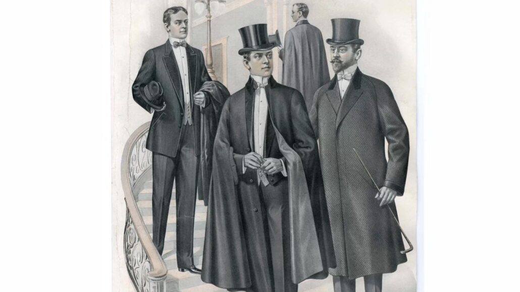 The Inverness cape as worn by the gentleman in the middle
