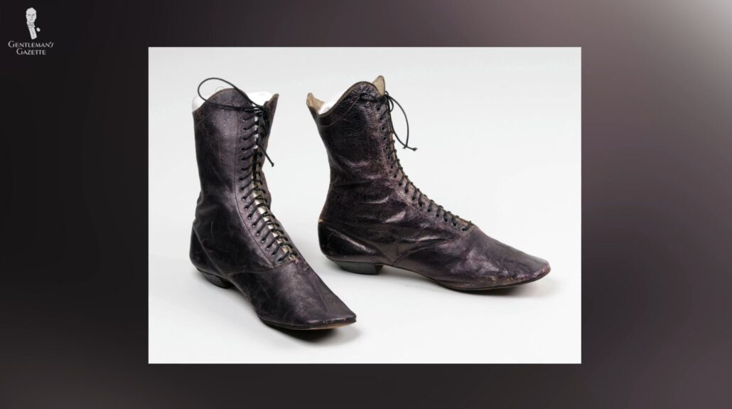 A pair of 1880 Victorian leather boots [Image Credit: Leeds Museums and Galleries]