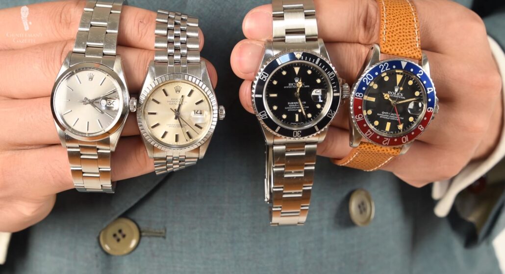 A Collection of Rolex Watches with Different Types of Bracelets
