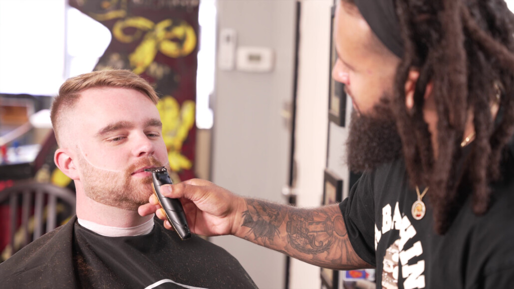 Don't look your barber in the eye while they are working on your facial hair and beard.