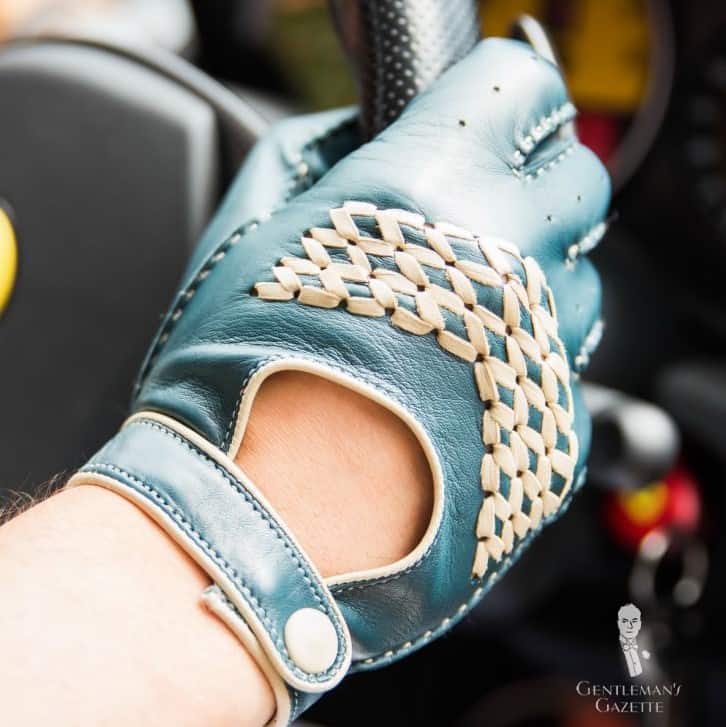 Photo of petrol blue driving gloves