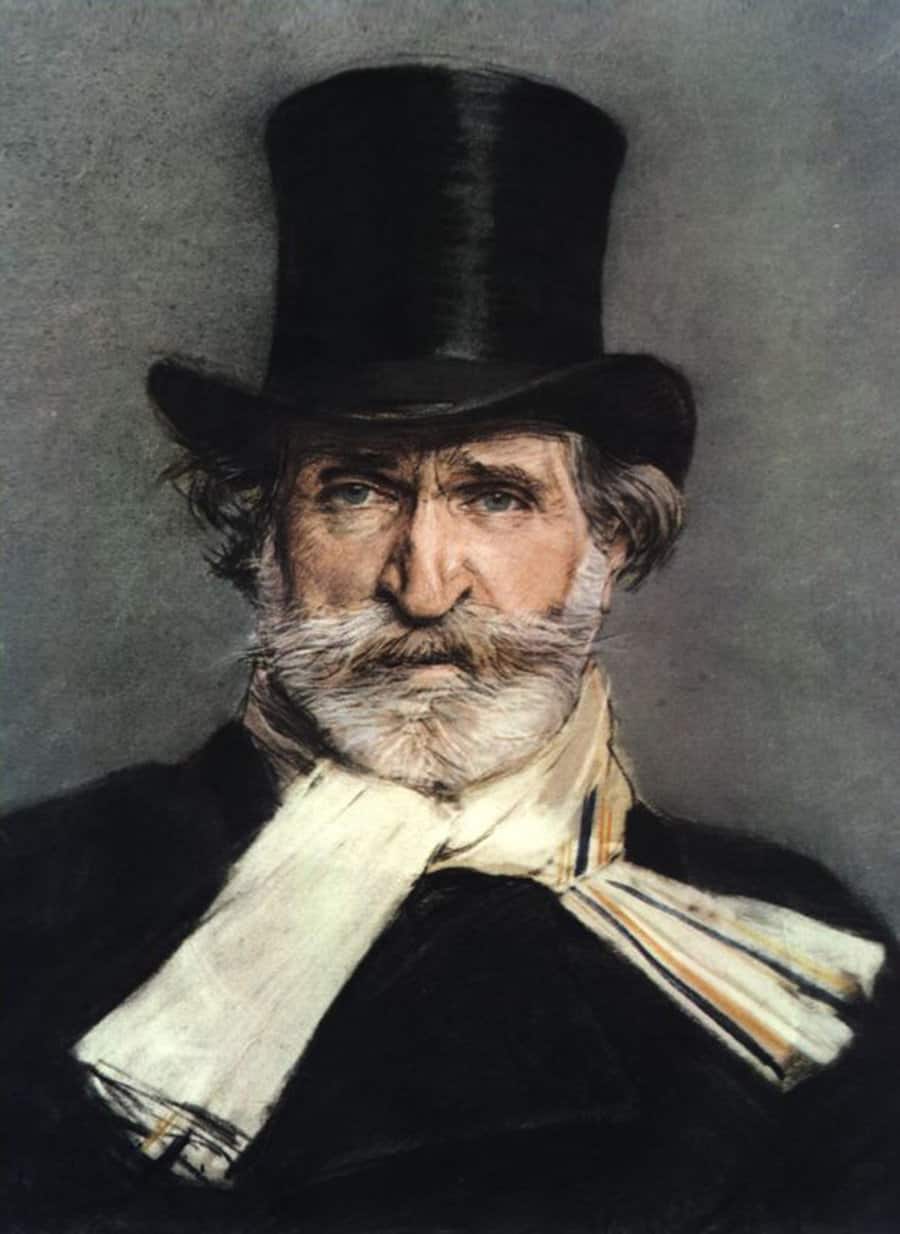 A portrait of Giuseppe Verdi with large beard 