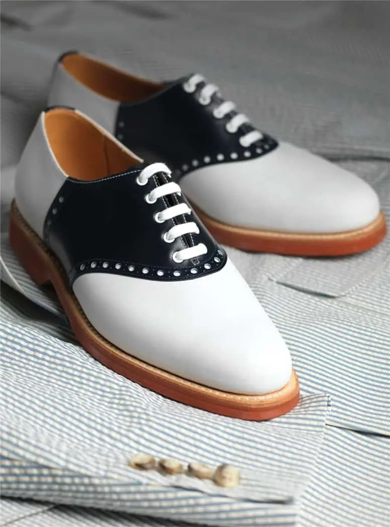 White and Navy saddle Oxford shoes