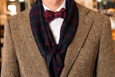 A photo of a Fort Belvedere scarf and bow tie