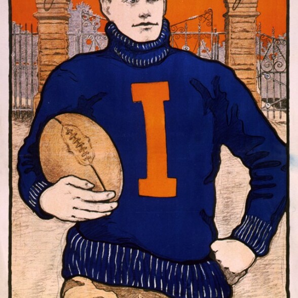 A 1902 illustration of a University of Illinois football player wearing a turtleneck