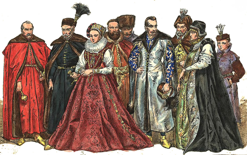 An illustration depicting Polish nobility