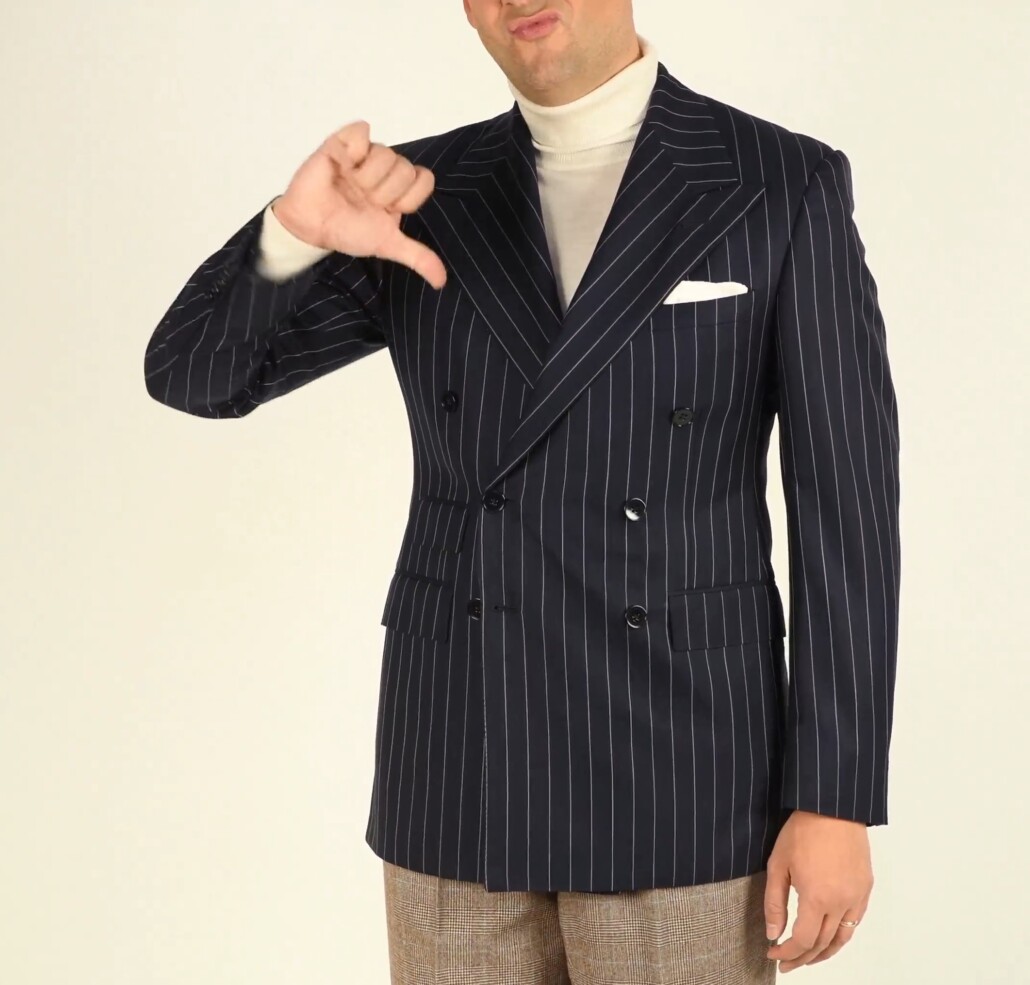Pinstripe suits and jackets should not be worn with turtleneck sweaters