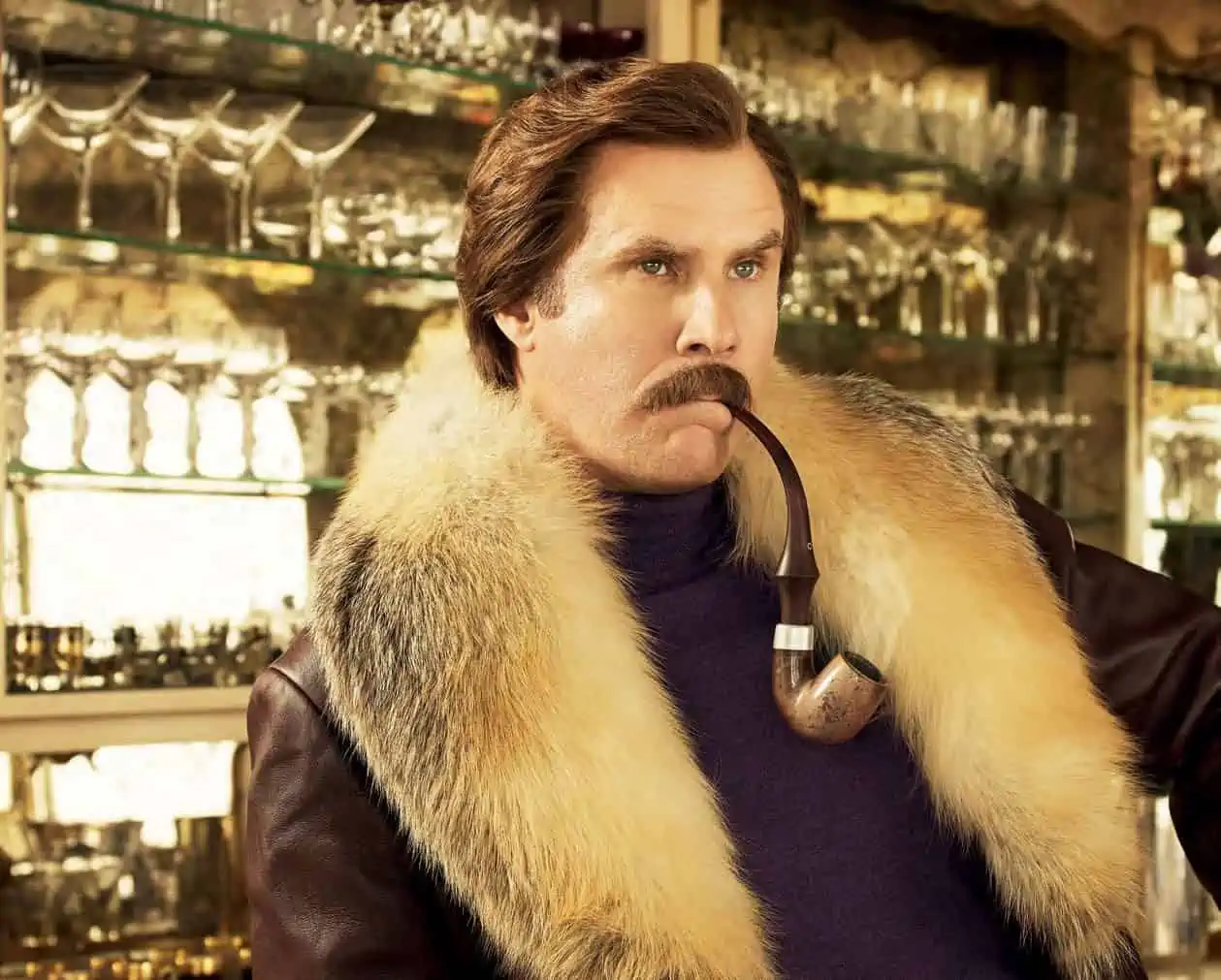 The fictional Ron Burgundy can often be seen in outfits including turtleneck sweaters