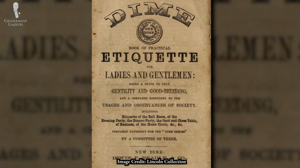 The cover of an 1859 practical etiquette book by Irwin P. Beadle [Image Credit: Lincoln Collection]
