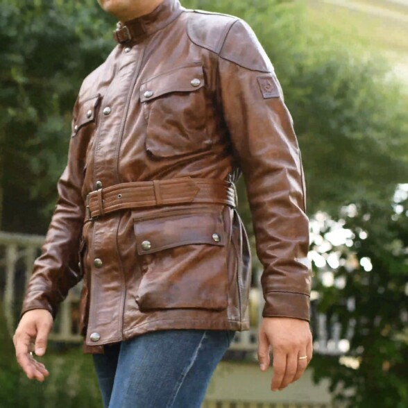 A classic leather jacket can be a great piece of outerwear for flannel shirt ensembles
