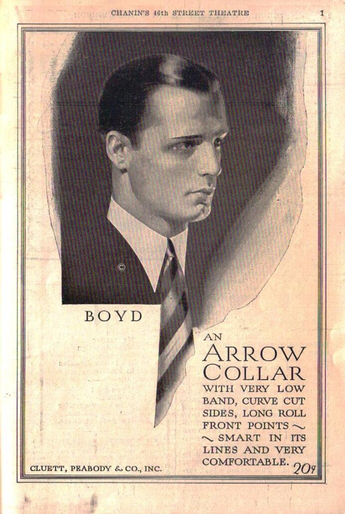 An infamous Arrow Collar advertisement showcasing a spearpoint collar shirt