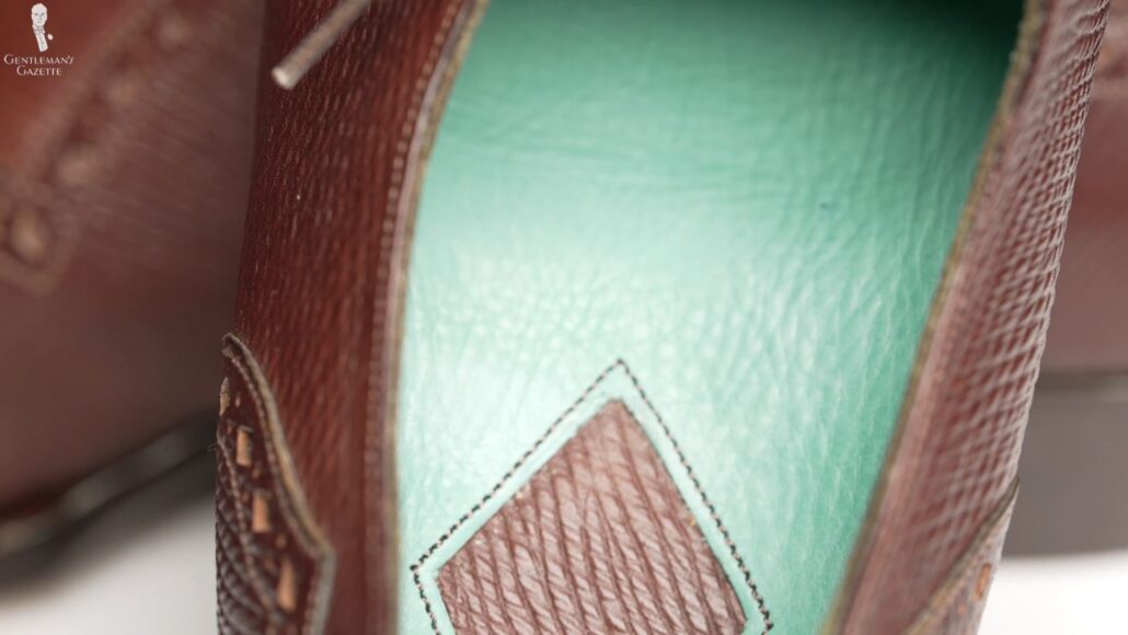 Raphael went for a turquoise sock liner for his bespoke shoes