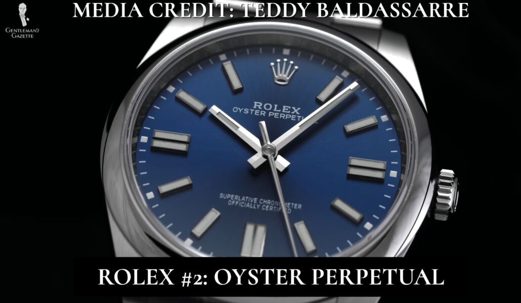 Rolex Oyster Perpetual 41 watch with a bright blue dial [Image Credit: Rolex]