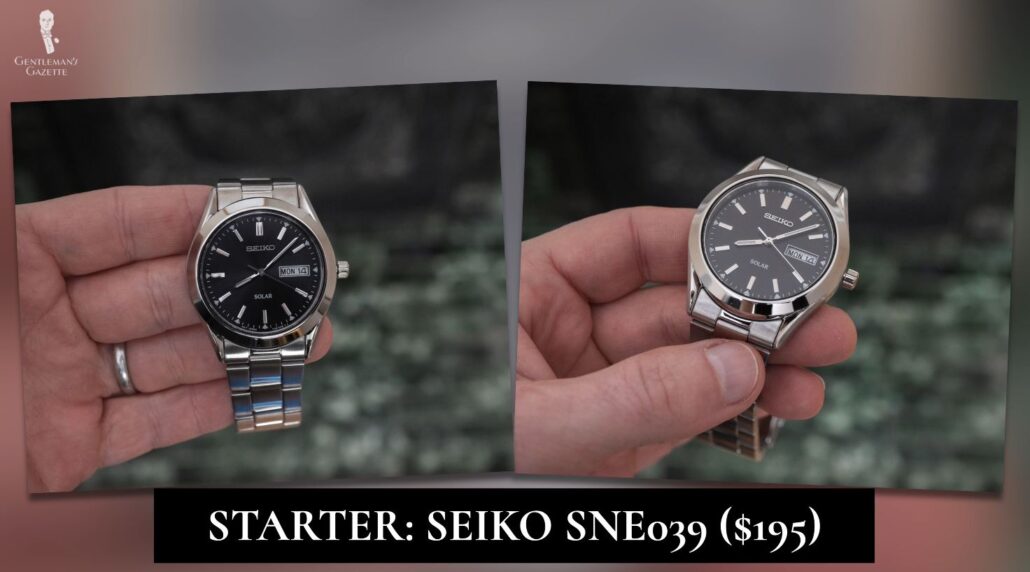 The solar-powered Seiko SNE039 watch