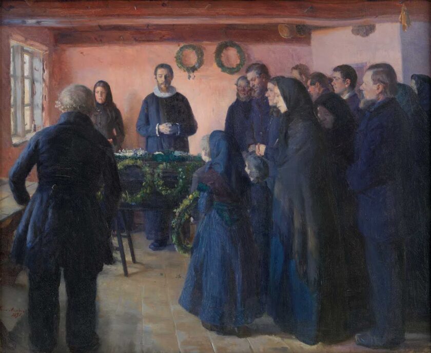 A painting of a funeral