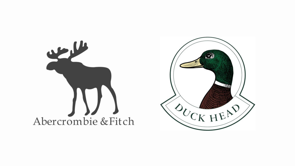 Abercrombie and Fitch and Duck Head brand logos.