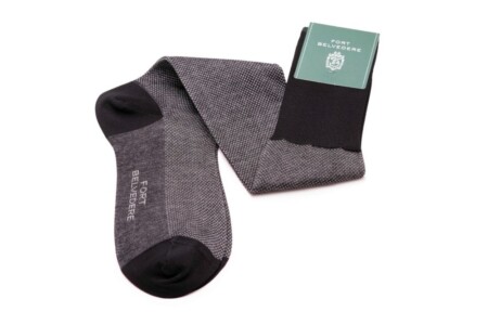 Black and White Two-Tone Solid Formal Evening Socks by Fort Belvedere