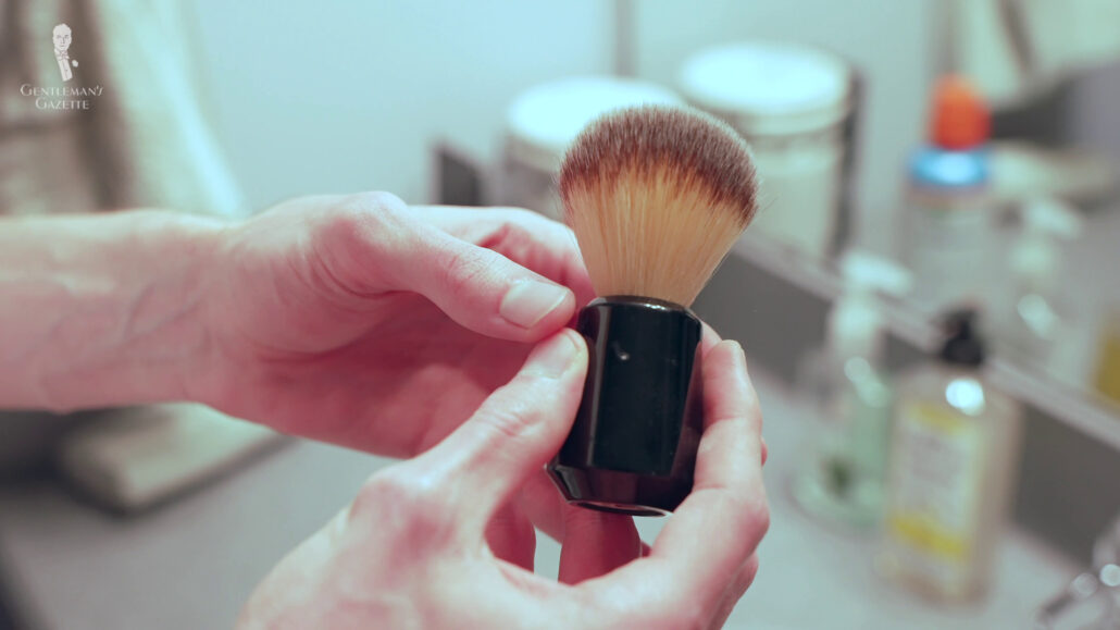 Brushes with longer hairs have greater elasticity that will allow the tips to brush more gently against your face.