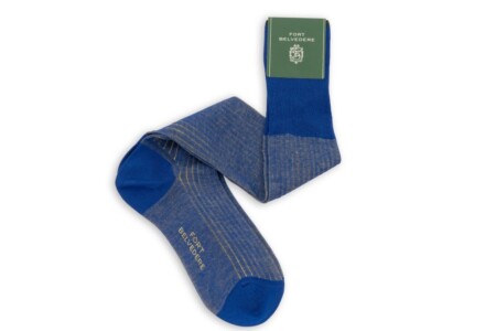 Shadow Stripe Ribbed Socks Bright Blue and Yellow Fil d'Ecosse Cotton-Fort Belvedere