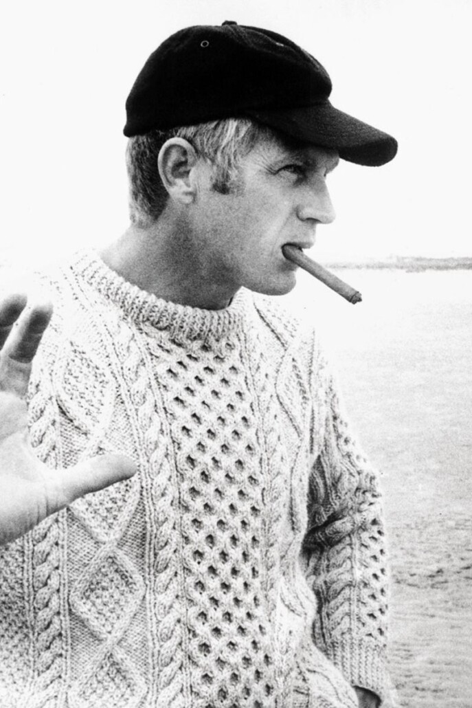 Steve McQueen embraces the Aran sweater in this outfit