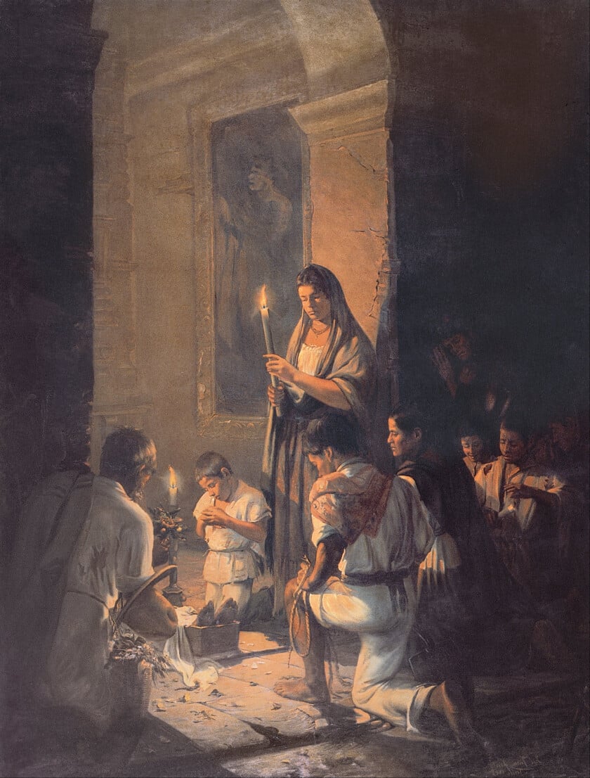 A painting of a Hispanic wake