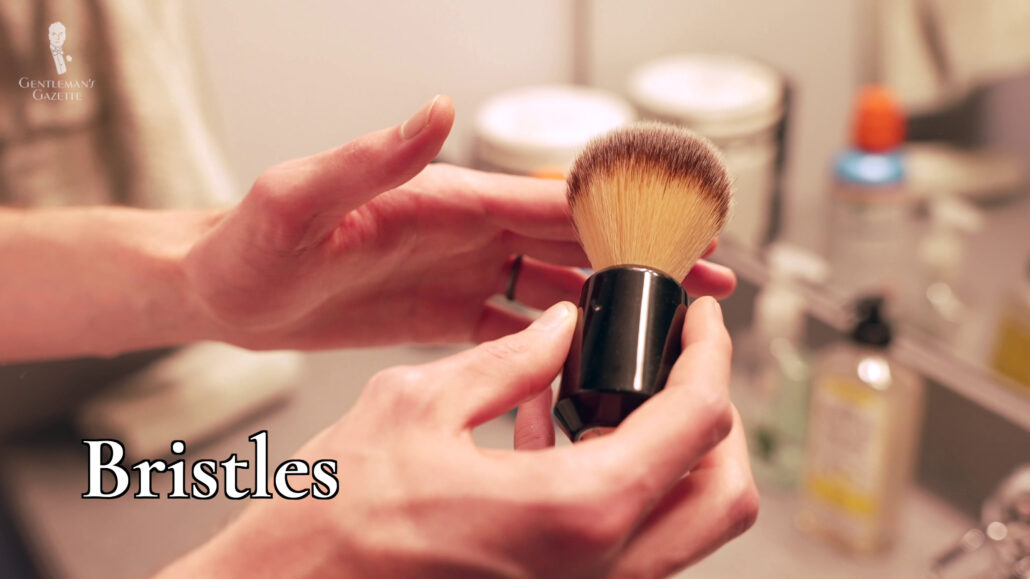 The bristles help retain the water and cream that will generate the lather and transfer it to your face.