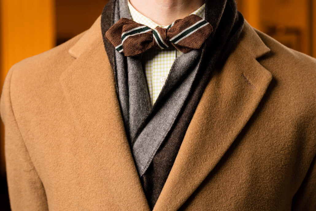 A photo of a bow tie and scarf