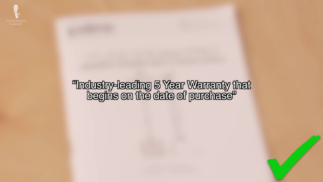 PureSteam's warranty disclosure: "[An] industry-leading 5 year warranty that begins on the date of purchase"