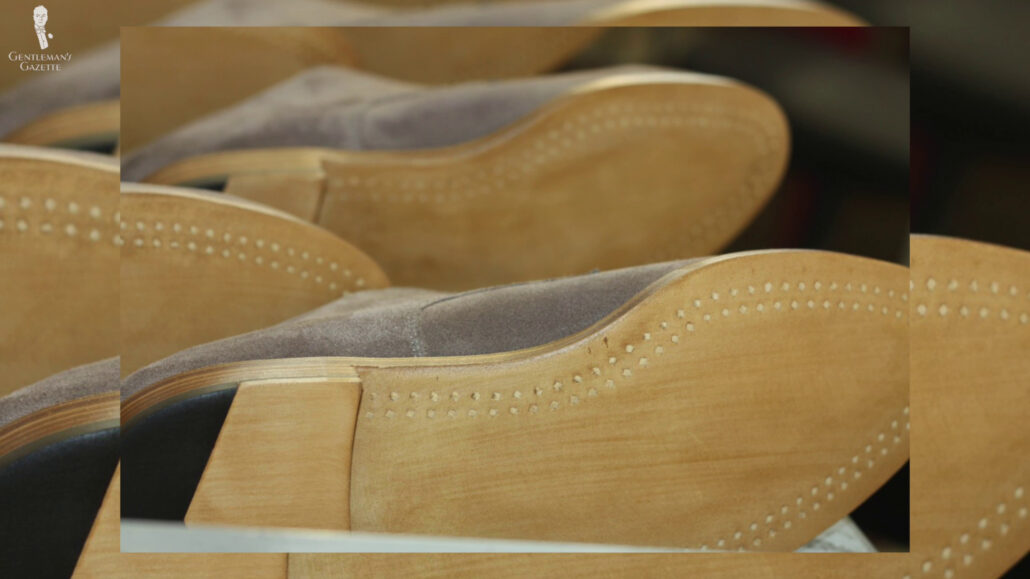 Wooden pegs on heels