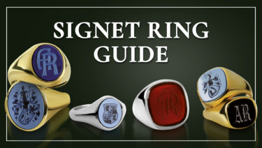 A selection of six signet rings for men, in silver and gold metal bands, with various engraved stones