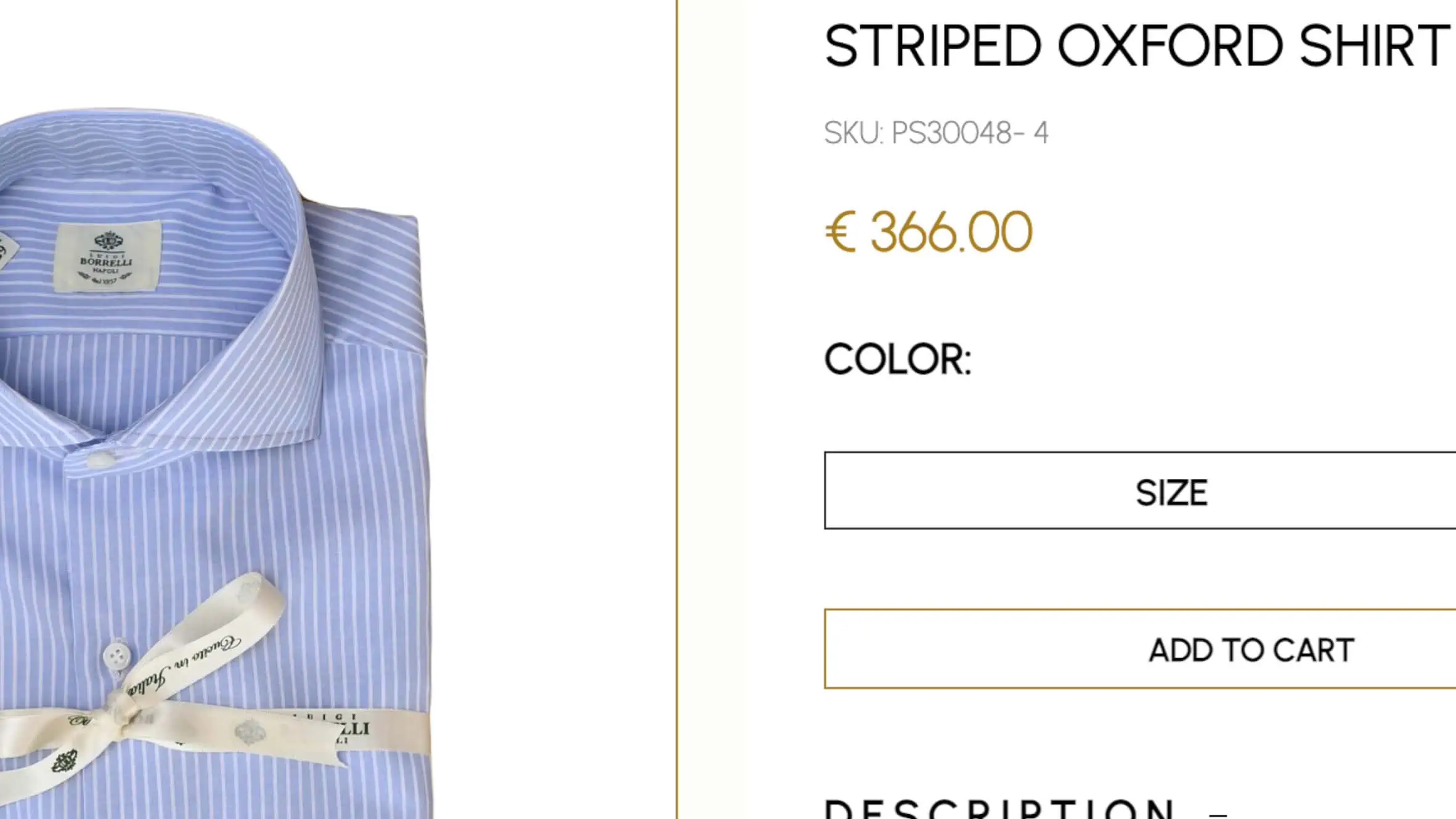 Borrelli's Italian blue and white striped shirt could cost around €300 or more.