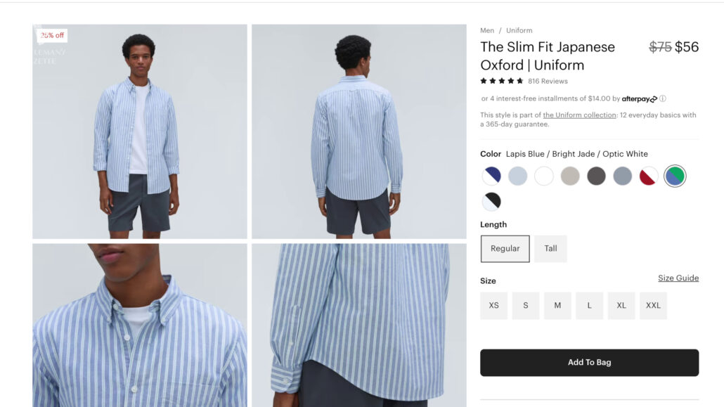 Blue cotton striped buttoned-down Japanese Oxford shirt