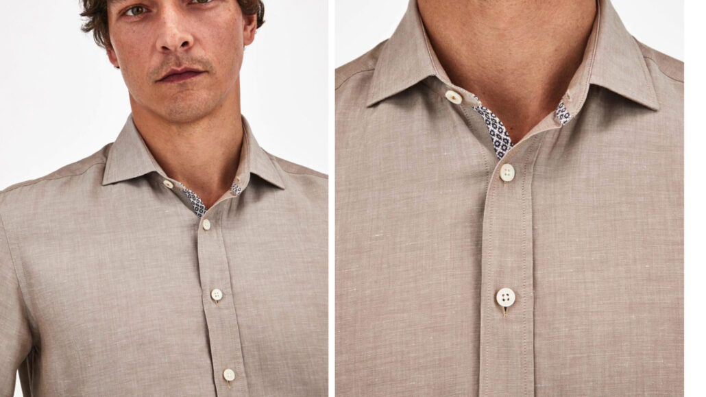 Brown regular fit buttoned-down shirt by Hackett.