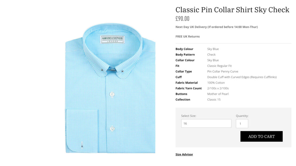 The Classic Pin Collar Shirt in Sky Checkered
