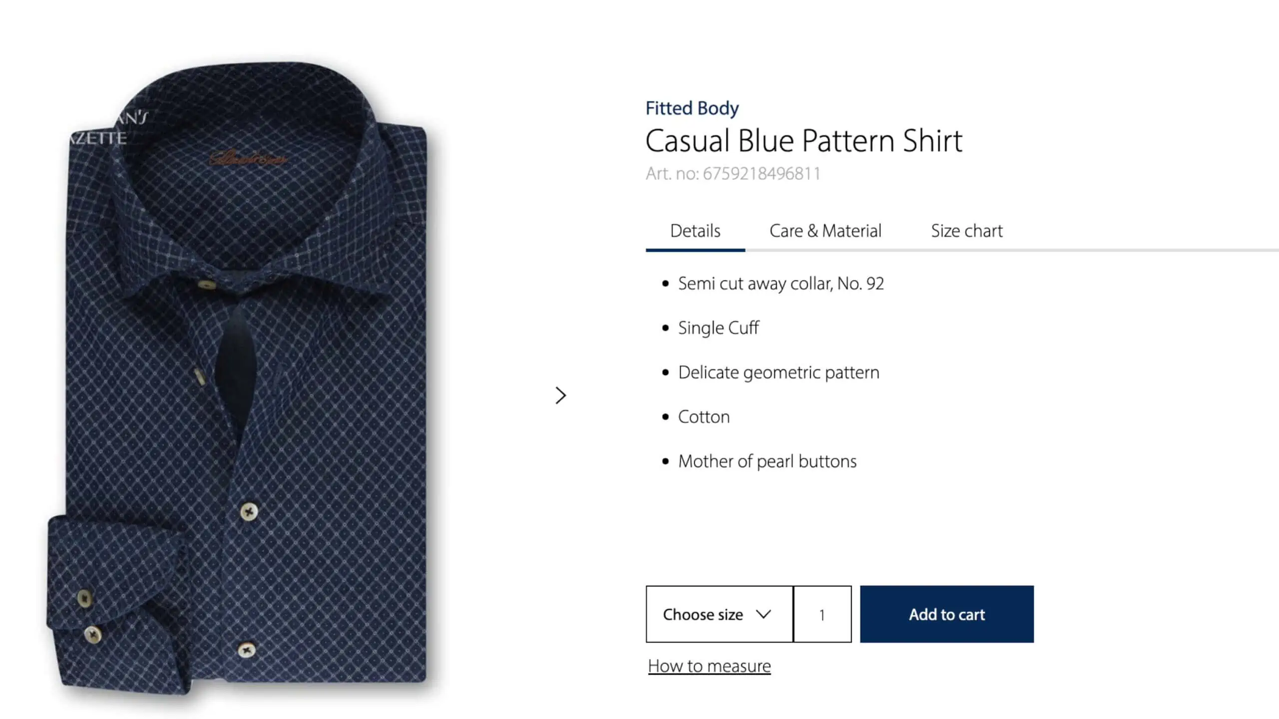 Casual blue patterned shirt. Style, quality and comfort in every detail.