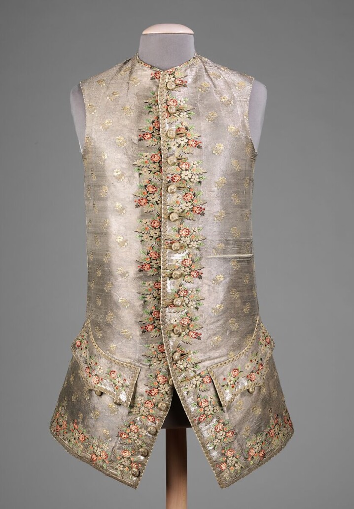 A 1700s waistcoat featuring intricate embroidery