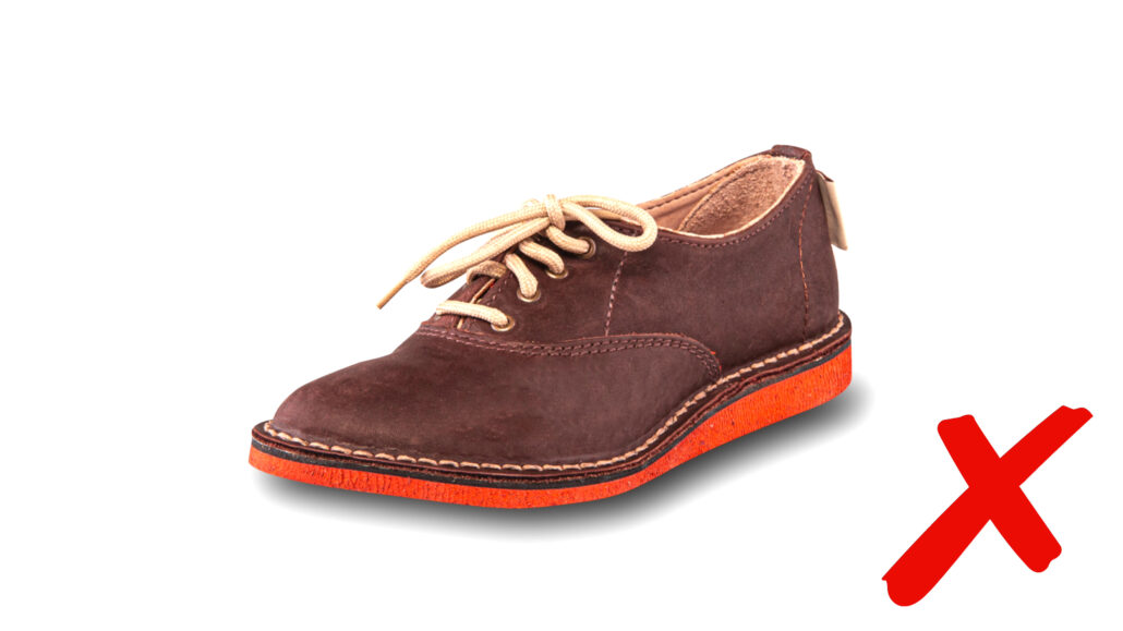 Brown bulky leathered footwear.