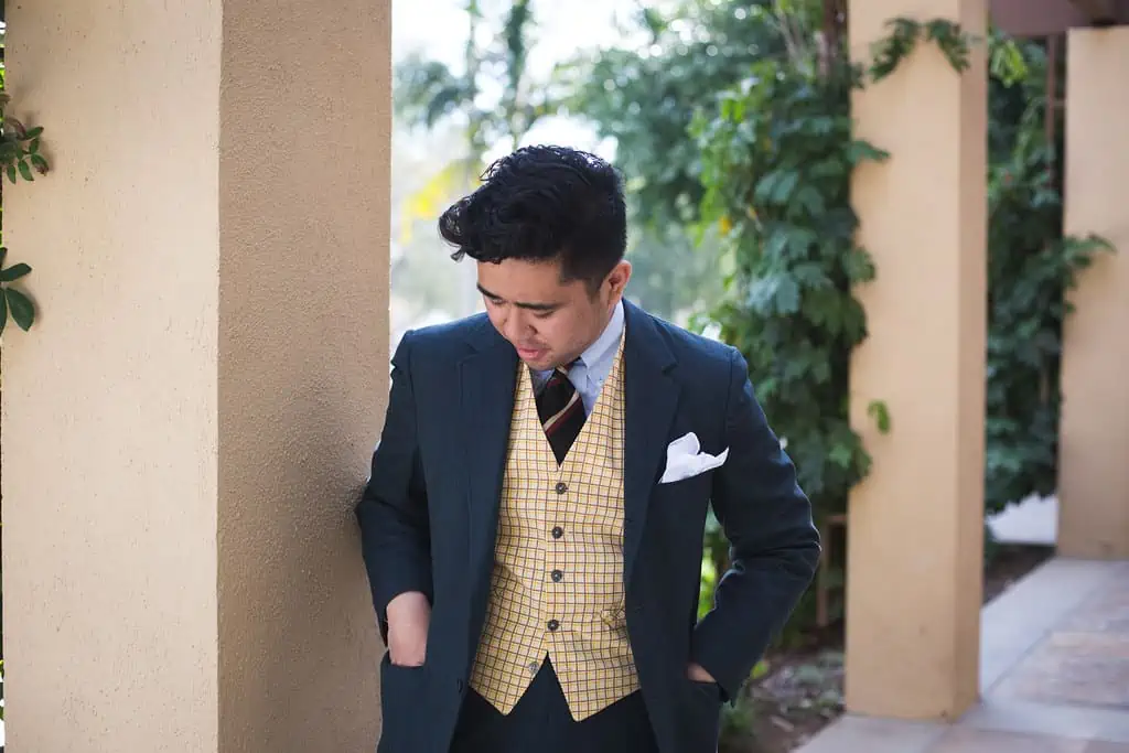 Ethan Wong shows how to wear a tattersall waistcoat in superb style