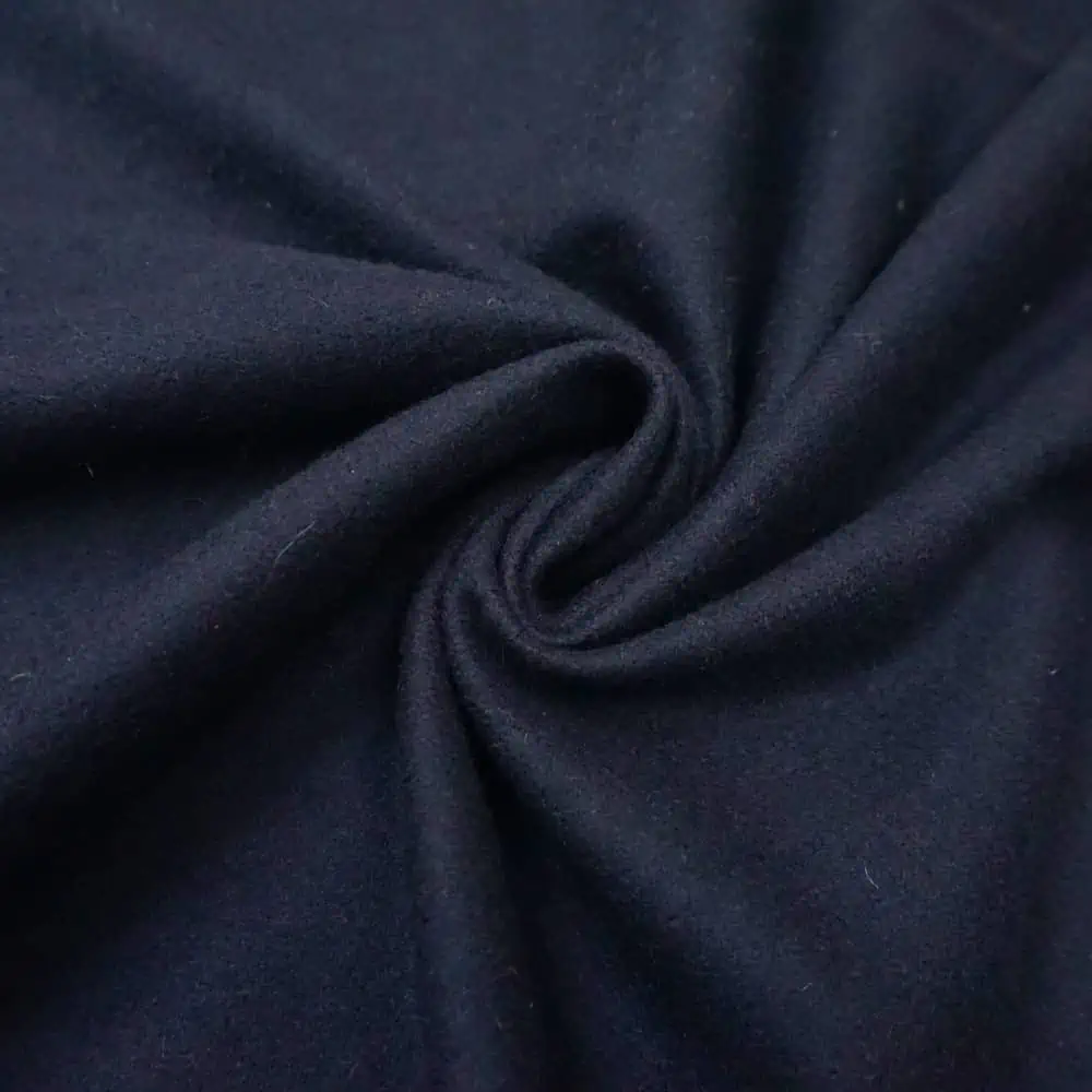 Navy melton wool is the most popular choice for peacoat fabrics