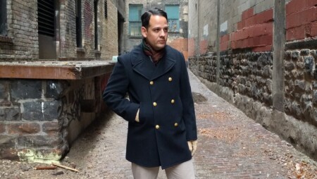 The peacoat traditionally features slanted pockets