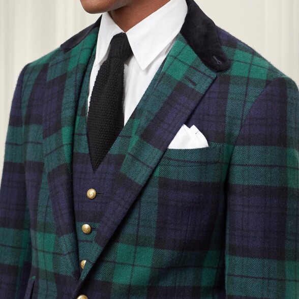 This Blackwatch Tartan suit from Ralph Lauren comes with a matching vest