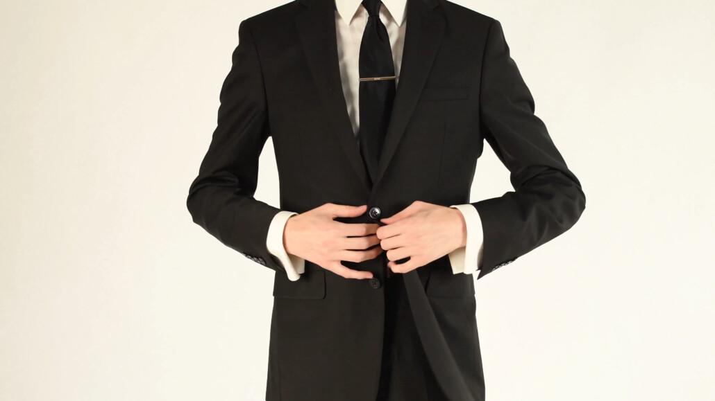 A boring black suit ensemble
