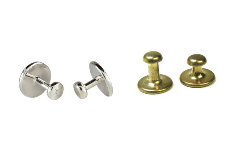 Gold and silver collar studs variety.