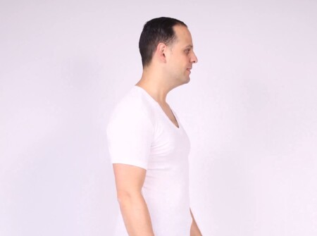 The sleeves on an undershirt are longer than the sleeves of a t shirt