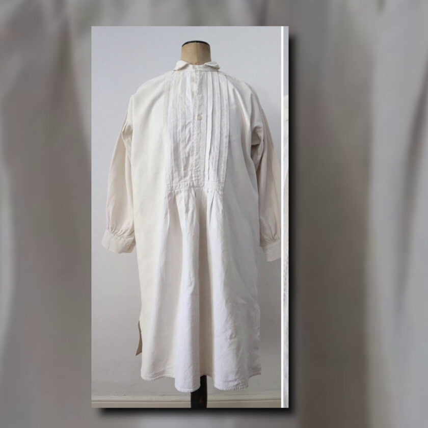 White linen shirt tails are used as undergarments before.