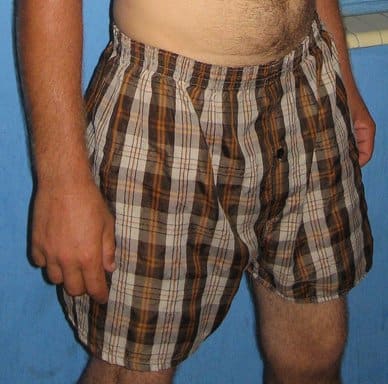 Photo of man wearing boxer shorts