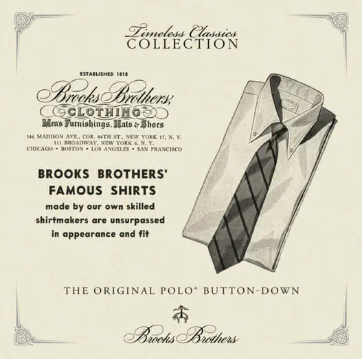 Brooks Brothers ad showing button-down shirt