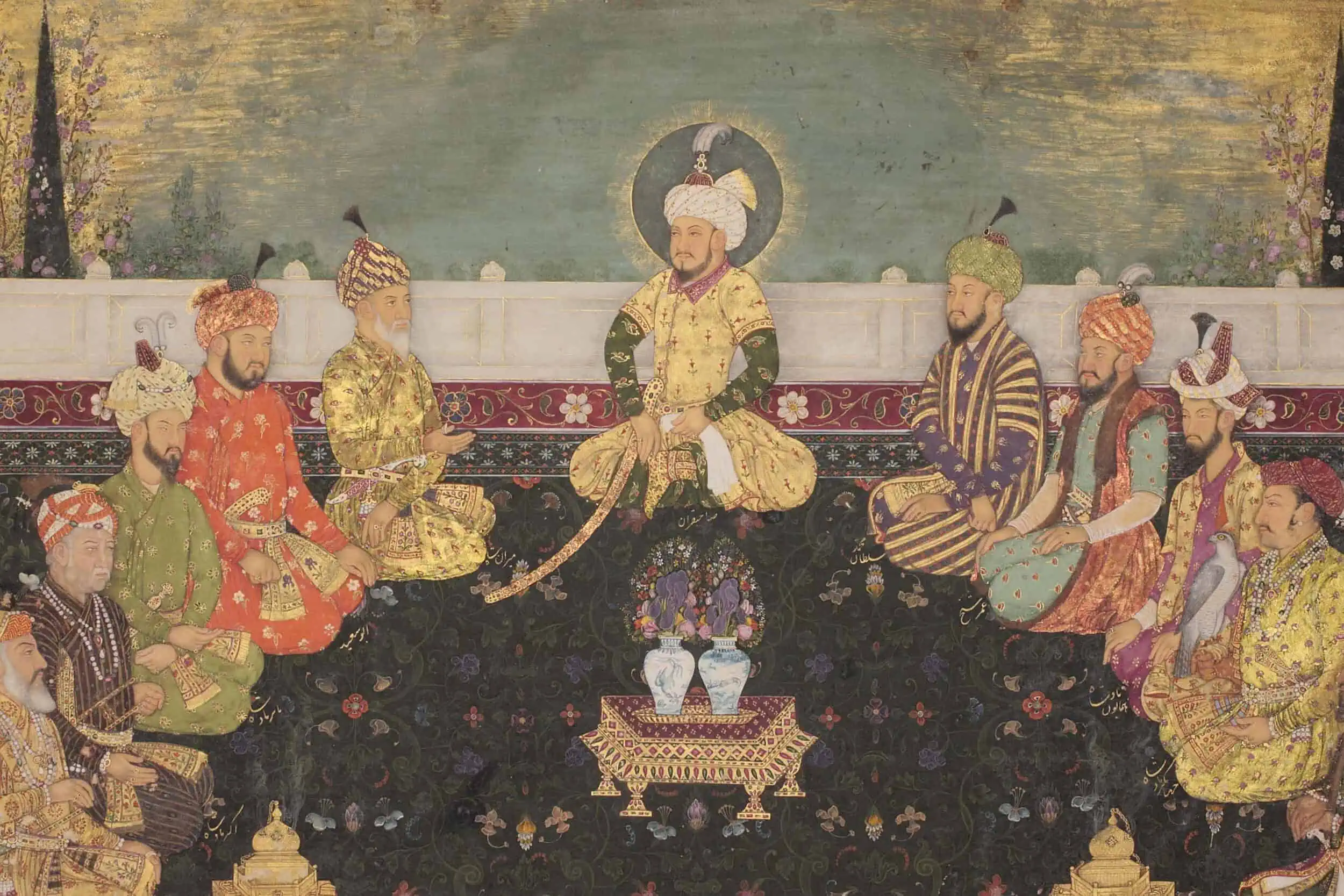 Period illustration of Mughal rulers